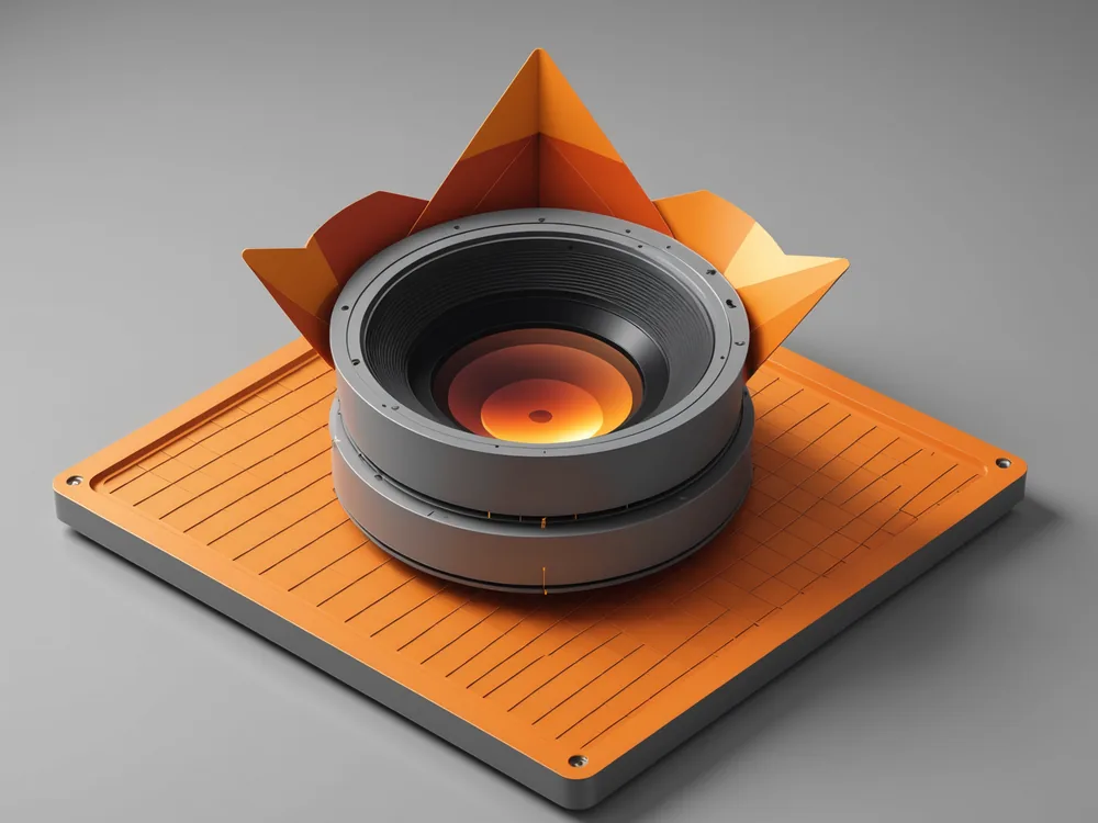 Abstract visualization of computer vision sensing a food tray with color-zone gradient overlay